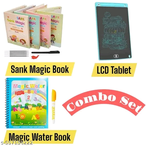 4 Book combo set + Writing tab 8.5 inch + Water magic book (Best combo)