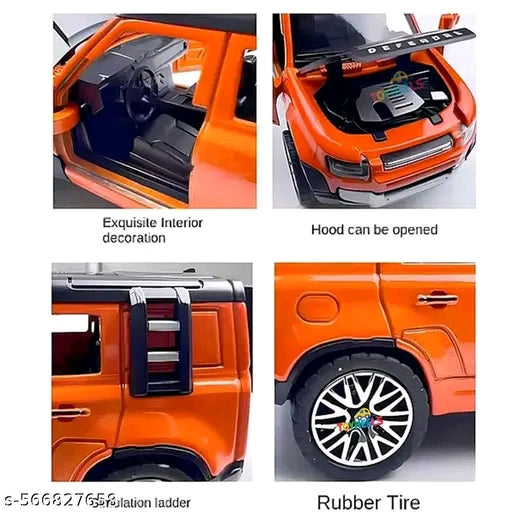 Diecast Orange Land Rover SUV Toy Car | Premium Metal Model with Openable Doors