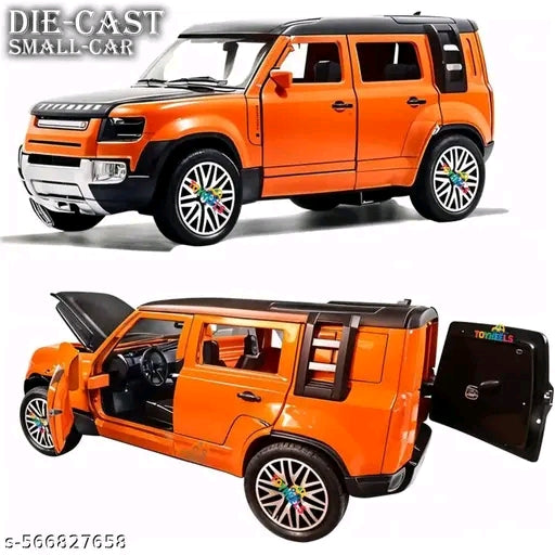 Diecast Orange Land Rover SUV Toy Car | Premium Metal Model with Openable Doors